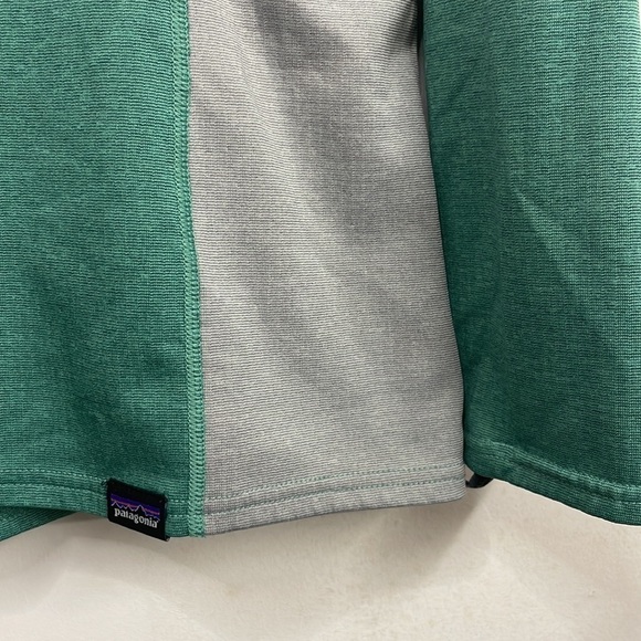 Patagonia Midweight Capilene Baselayer top M Shirt Outdoors Green Grey Waffle - Picture 4 of 7
